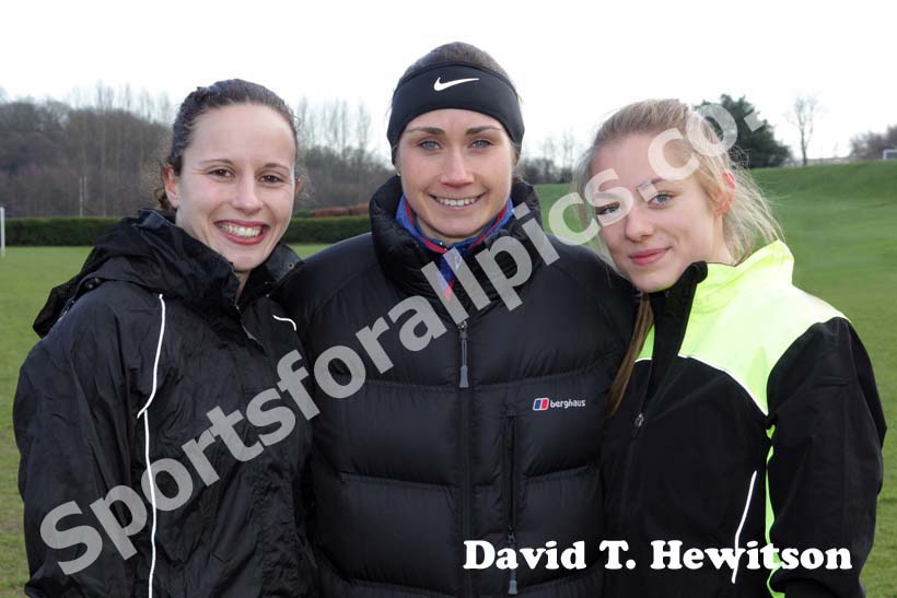 Aiveen Fox, Rosie Smith and Chloe Price  winners of the 2013 Durham Cathedral Relays senior womens race.